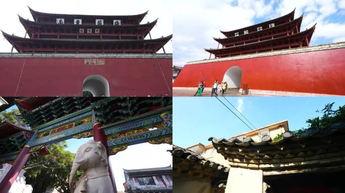 古镇 古建筑 旅游人群4k拍摄