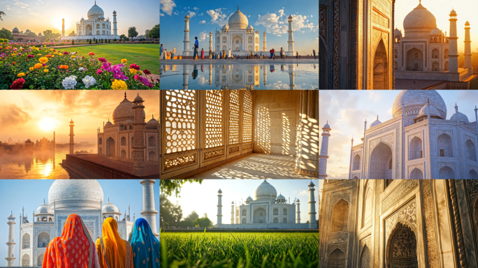 泰姬陵国外建筑名胜估计旅游景点视频素材1