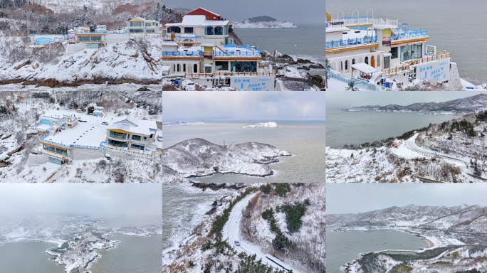 4K合集雪天海边公路冬天海边猫头山海滨路