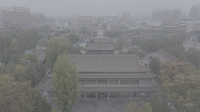 张掖大佛寺雨景航拍2024