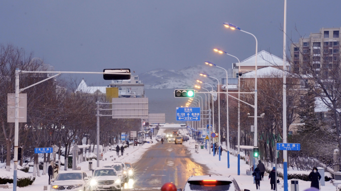 4K合集冬日唯美童话雪景威海孙家疃北山路