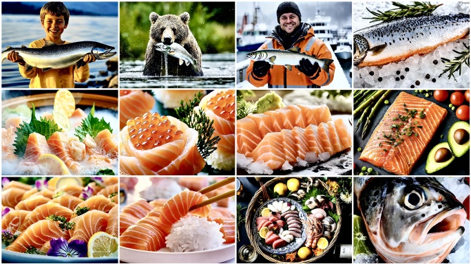 鲜美三文鱼6分钟合集 捕捞三文鱼 刺身