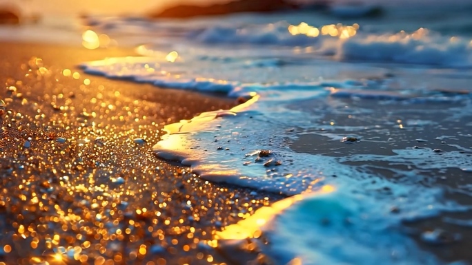 【4K】绝美黄昏海水海浪