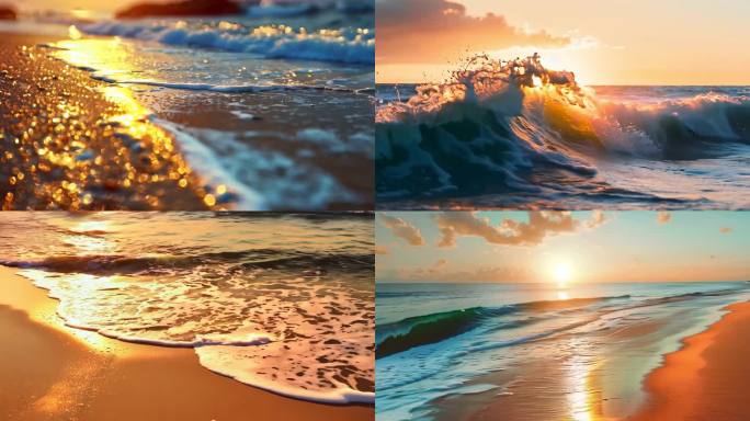 【4K】绝美黄昏海水海浪