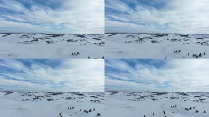 呼伦贝尔稀疏林地草原雪景