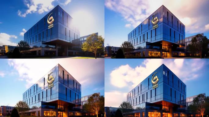 黄金集团大楼航拍城市建筑企业LOGO宣