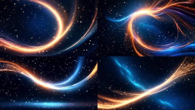 唯美星空银河光线粒子背景四分半