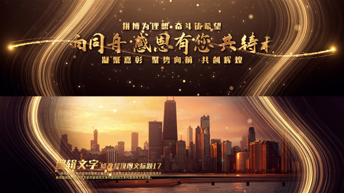 宽屏线条金色图文包装照片介绍年会荣誉颁奖