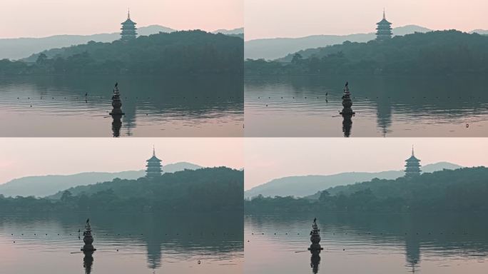 杭州西湖日出雷峰塔杭州山水三潭映月