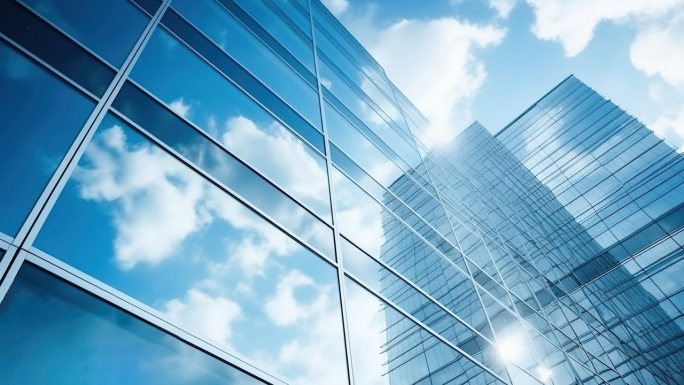 【4K】商务楼玻璃幕墙 金色反光