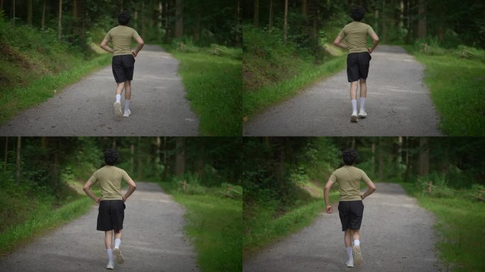 一个人在大自然怀抱中的美丽树荫小径上漫步。