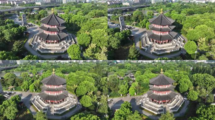 苏州寒山寺枫桥风景名胜区航拍