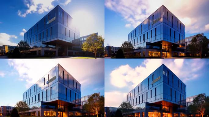 友山科技集团大楼航拍城市建筑企业LOG