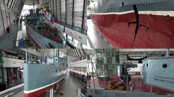 武汉中山舰博物馆航拍素材