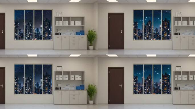 小品办公室晚上情景舞台背景 循环视频