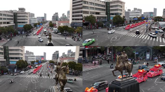 盐城 建军路广场  年味 道路4k