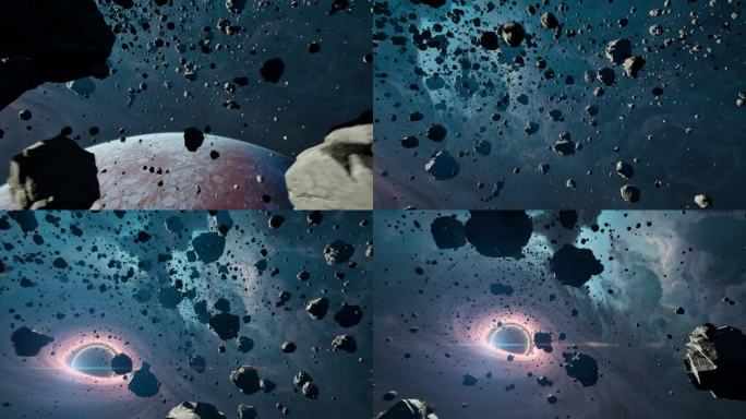 4K超清太空黑洞陨石星云穿梭三维视频
