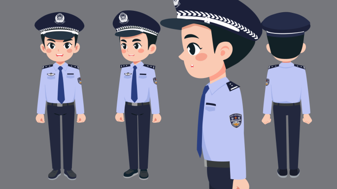 卡通警察人物 AE模板