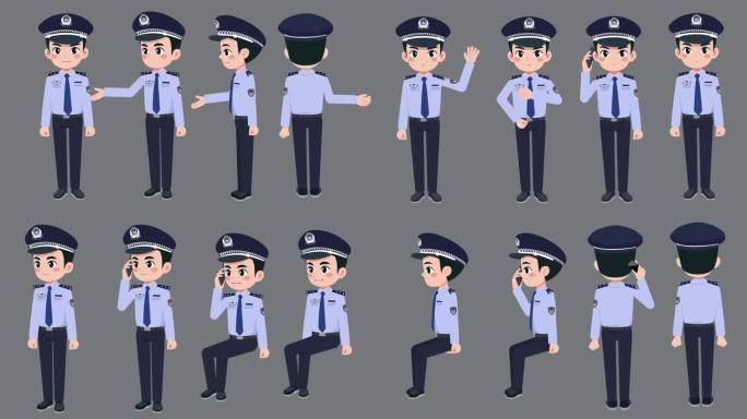 卡通警察人物 AE模板