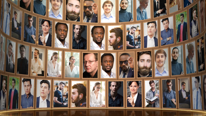 高端大气人物照片墙图片不重复