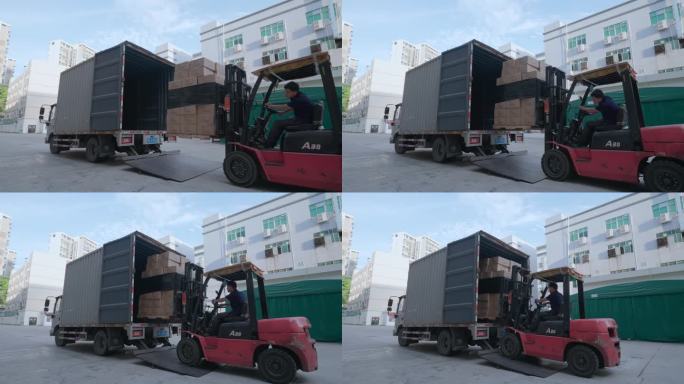 物流叉车上货
