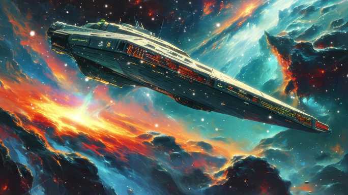 活动宽屏u科幻星际飞船在穿越星云时遭