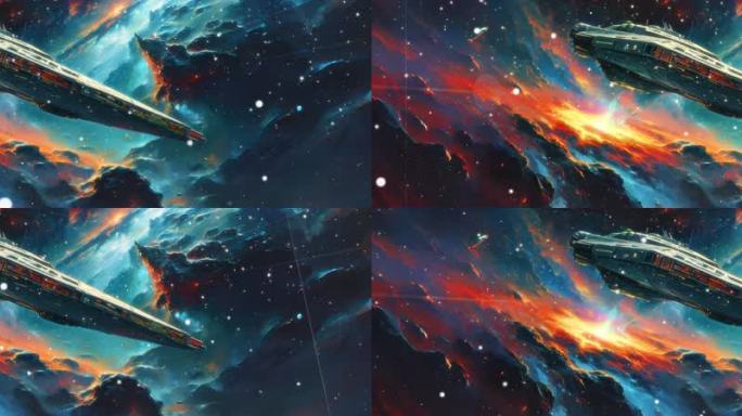 活动宽屏u科幻星际飞船在穿越星云时遭