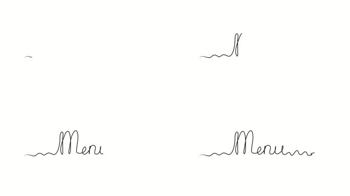 菜单文本。单线绘图涂鸦手绘。视频4K物体插图，极简主义手绘草图设计现代新颖。