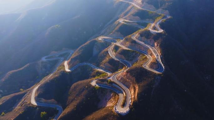航拍冬季太行山盘山公路自然风光