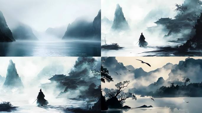 中国风水墨风景山水