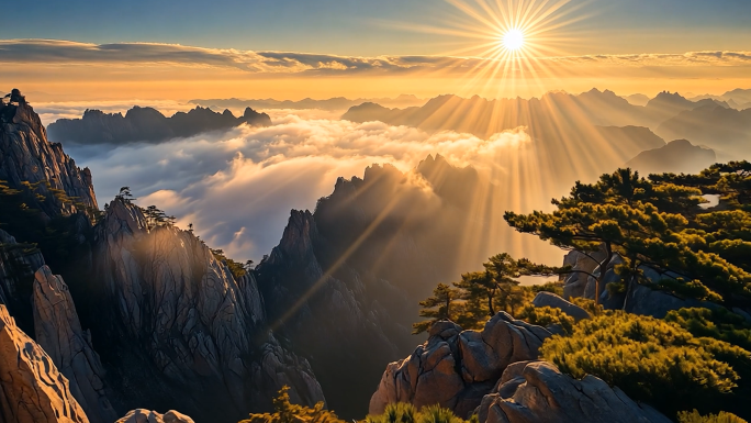 黄山航拍泰山风景视频