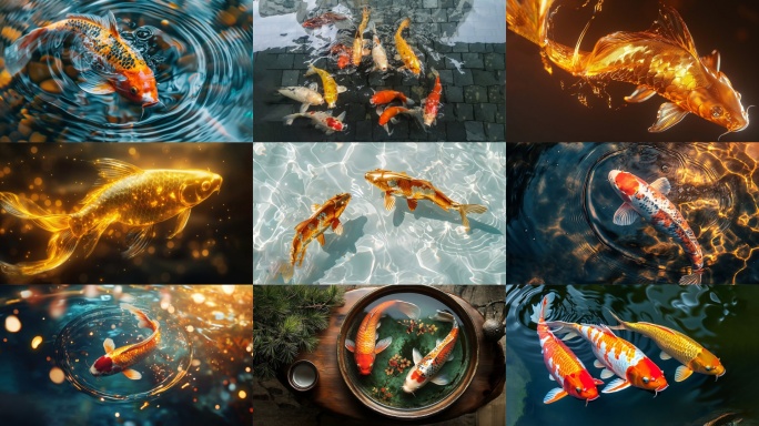 【4K】锦鲤 鲤鱼戏水 前程似锦 鱼池