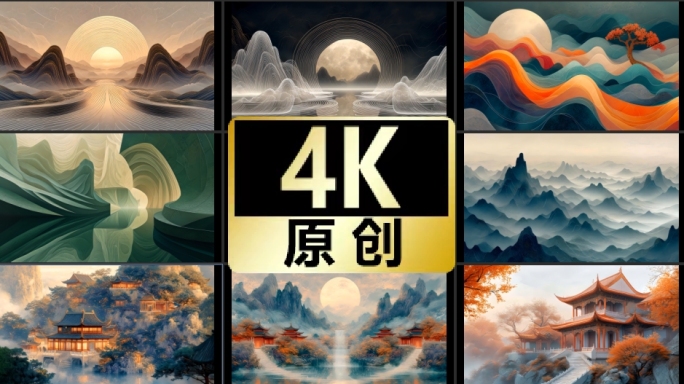 三维国风 国风宽屏山水中国风山水意境国风