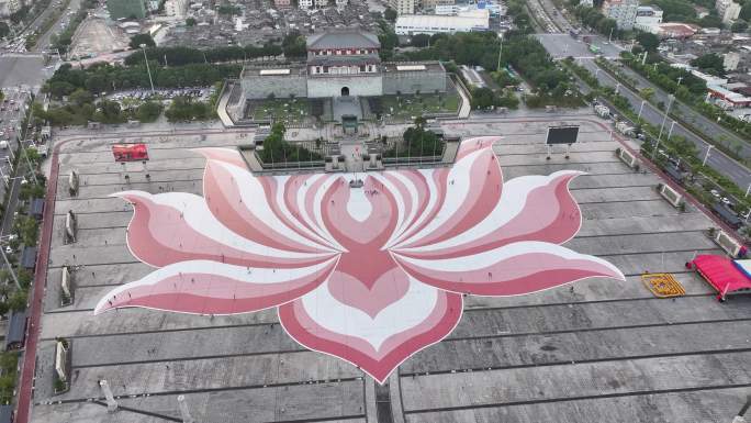 航拍揭阳市揭阳楼广场
