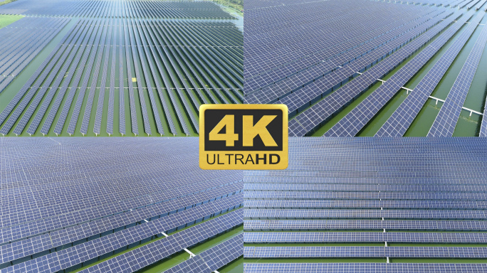 渔光互补水上光伏太阳能发电4K航拍