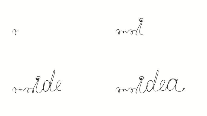 创意文本。一笔画涂鸦手绘。视频4K物体插图，极简主义手绘草图设计现代新颖。