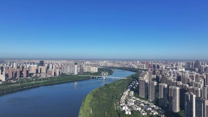 沈阳浑河河流航拍