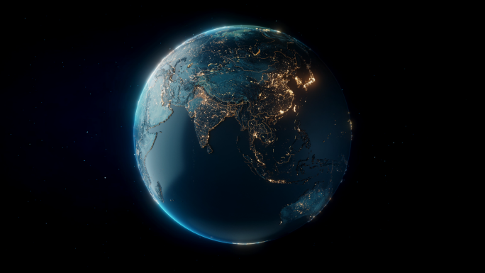 可定制镜头的科技夜景地球