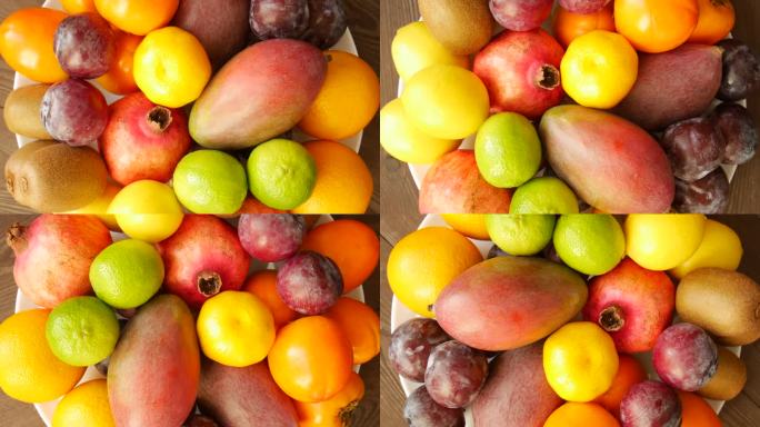 盘子上的各种水果。