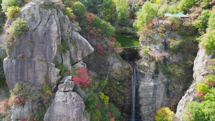 4K航拍陕西蓝田流峪飞峡景区飞瀑