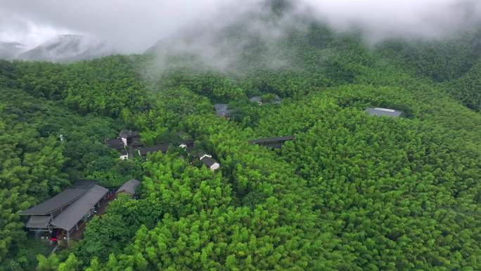 美丽中国常州溧阳南山竹海航拍云海日落晚霞