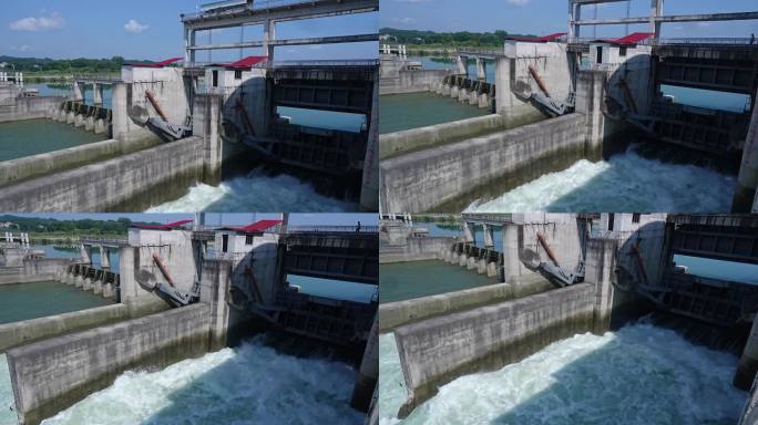 开闸放水 大型水库 水电站 工业建筑