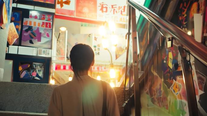 上班族女白领在电梯上行走