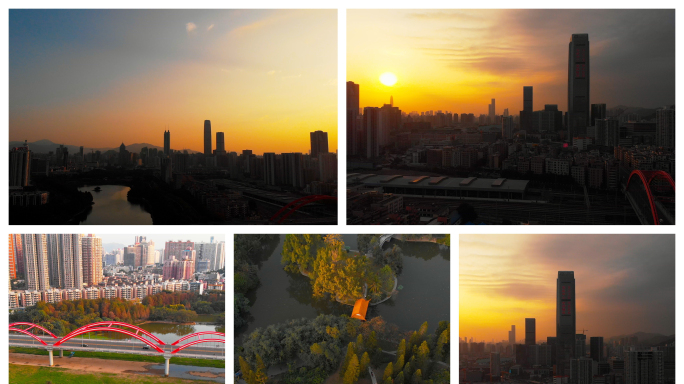 【4K】深圳罗湖区暖冬城市景观