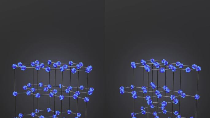 石墨晶格模型。垂直3D动画。