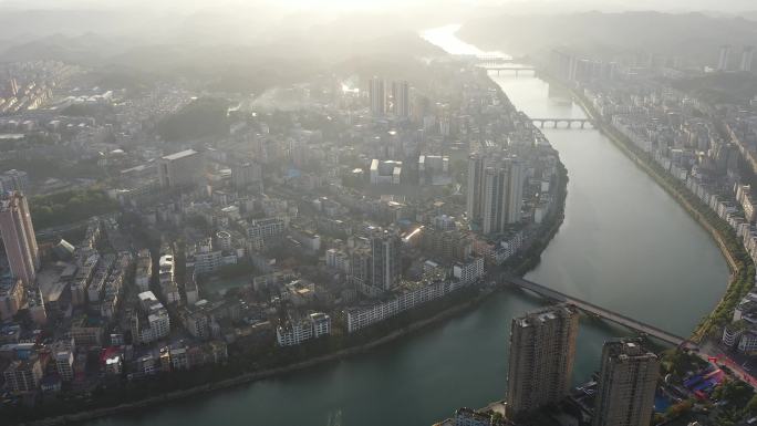 航拍湖南郴州永兴县县城景观