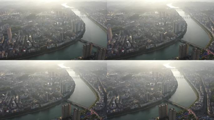 航拍湖南郴州永兴县县城景观