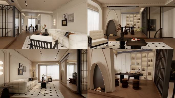 三维客厅 室内装修 室内漫游动画镜头