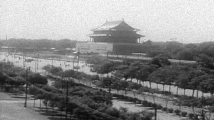 建国初期老北京街景行人游人解放初期