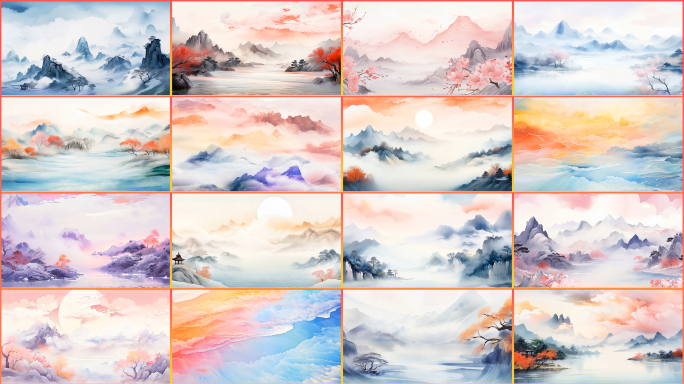 中国风山水水墨彩绘动画合集